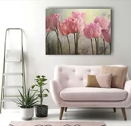 Tulips, oil, hardboard