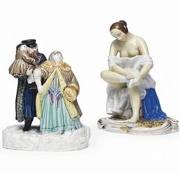 A PORCELAIN GROUP AND FIGURE