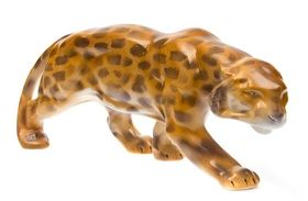 Faience figurine ''Leopard'' made by Kuznetsov by Latvia