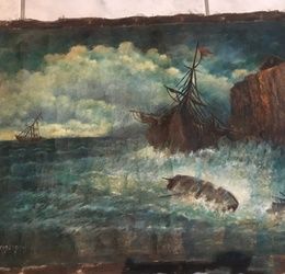Реплика картины И.К.Айвазовский " Корабль среди бурного моря" масло/ холст 