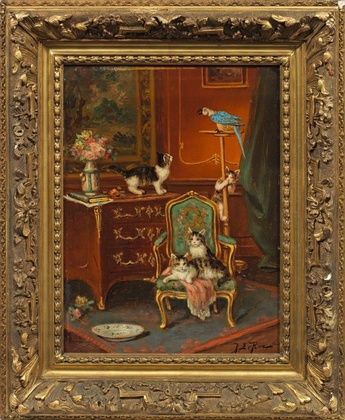 Painting of animals in a luxurious interior