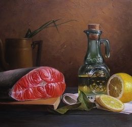 Still life with red fish canvas/oil