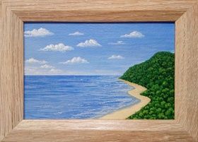 Island in the Tropics Canvas on cardboard, acrylic.
