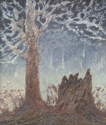 Tree and stump oil, canvas