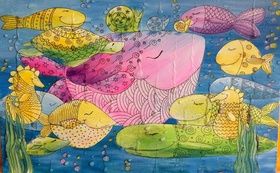 Aquarium Canvas on a stretcher frame, acrylic, liner, pearl marker