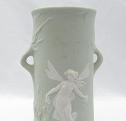 OLD RUSSIAN PATE SUR PATE BISQUE PORCELAIN VASE MADE BY DULEVO IN THE ART NOUVEAU STYLE