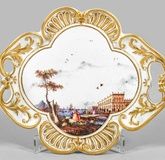 Meissen handle tray with city view of Venice.