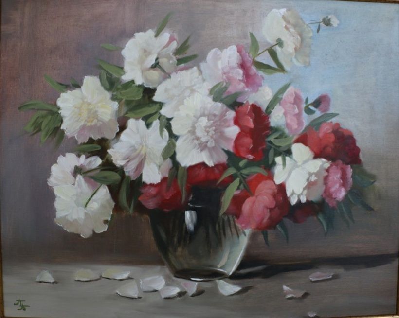 Peonies canvas, oil.