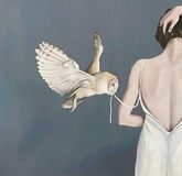 Girl with an owl. oil, canvas