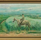 "The estate owner riding through his field."