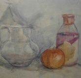 Still Life with Pitcher, watercolor on paper