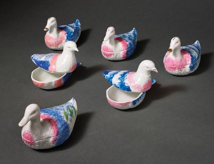 Фарфоровый набор "Утки и голуби" от Товарищества Кузнецова
