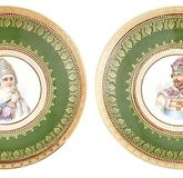 Pair of Russian Porcelain Portrait Plates, Kuznetsov Manufactory