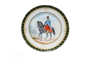 Antique Russian Porcelain Plate "Hussar"