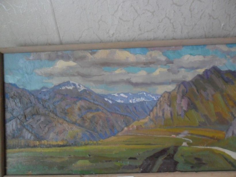 August in the Altai Mountains, cardboard, oil.