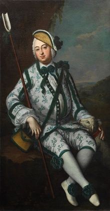 Rococo portrait of a nobleman in a shepherd's costume.