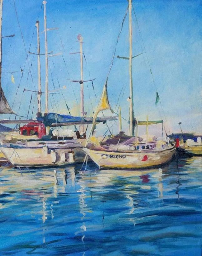 Yachts before the storm oil, canvas