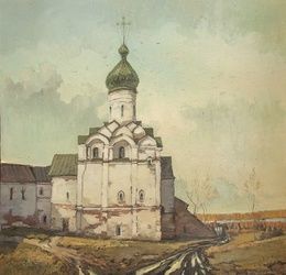 The view of the Ferapontov Monastery, oil on canvas.