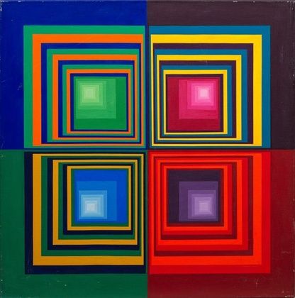 Абстрактная композиция квадратов, вдохновленная выдающимися художниками