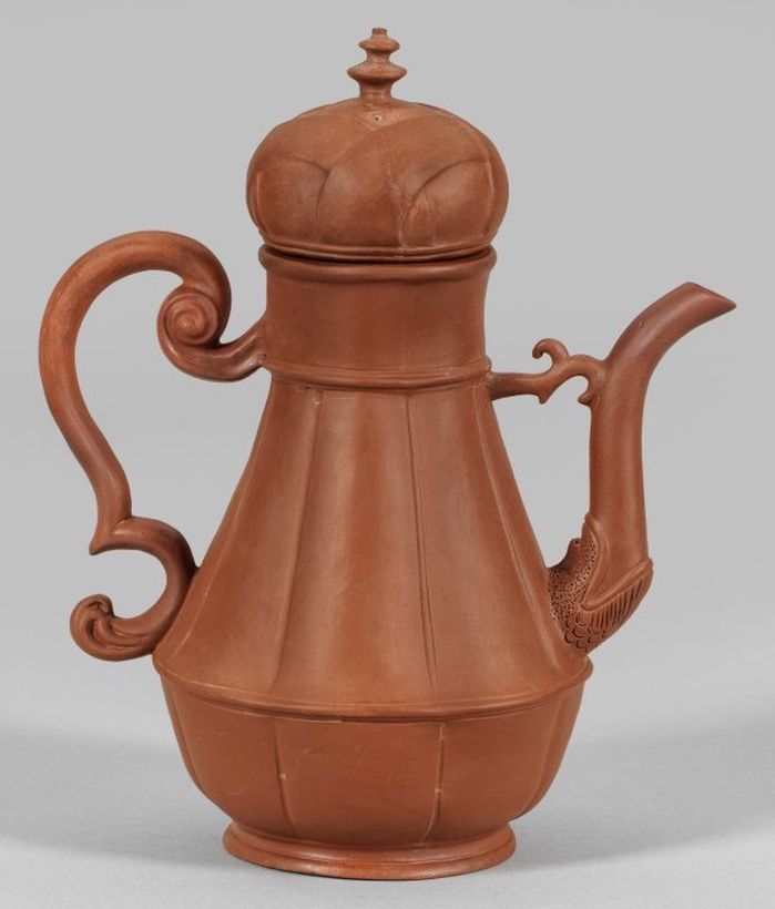 Rare, early Meissen Böttger stoneware coffee pot.