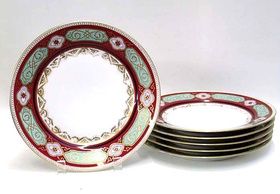 Набор из шести фарфоровых тарелок Кузнецова