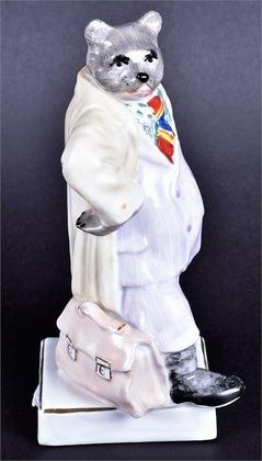 A mid-20th century Soviet Kiev Experimental Porcelain figure modelled as a bear depicting