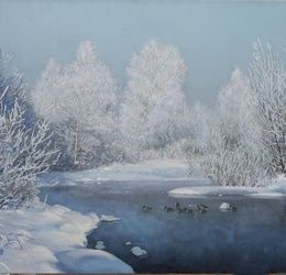 Frosty day, canvas, oil