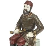 Faience figurine - utensil with lid for tobacco "Osman Nuri Pasha" by Kuznrtsov