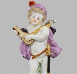 Rare figure "Cupid in the form of troubadour S...