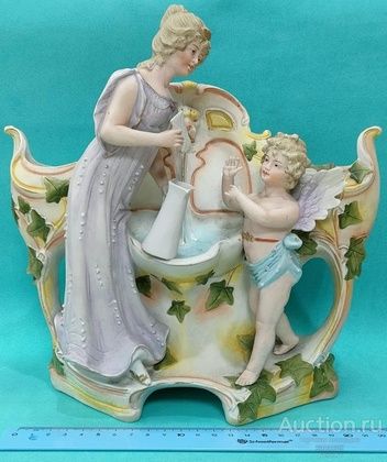 Figurine business card holder. Bisque porcelain. Germany 18-19th century.