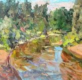 Morning on the river Borovka, oil on canvas.
