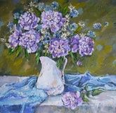 Lilac peonies oil on canvas