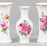 Three vases with flower decoration
