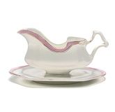 Russian Kuznetsov Porcelain Gravy Boat, on integrated undertray Height 4 7/8 inches, width 9