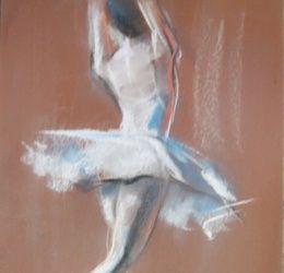 Ballerina in front of a pastel mirror, paper.