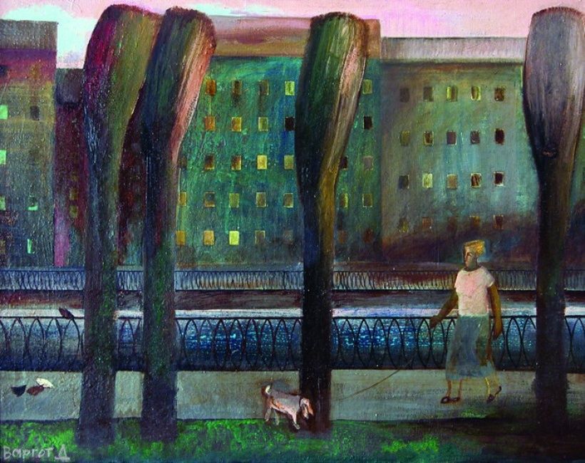 A walk along the Holst Embankment. Oil.