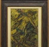 "Expressionist couple in yellow-green tones: a dancing woman on Lake Maggiore"