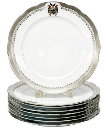 Серебряные фарфоровые десертные тарелки Кузнецова, начало XX века