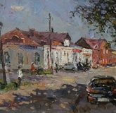 Noon in the old city of Buzuluk, oil, frosts.