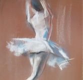 Балерина перед зеркалом пастель,бумага