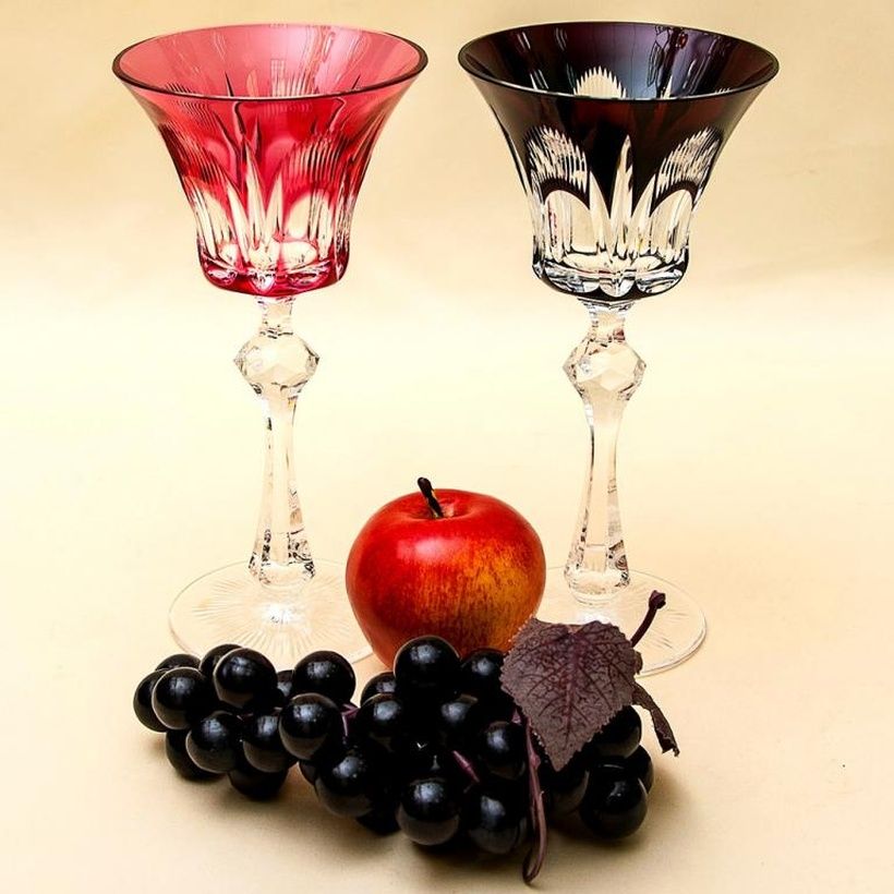 "Tete-a-Tete" Set Pair of Crystal Glasses, Knittel Fakiris, Germany, end of the 1930s.