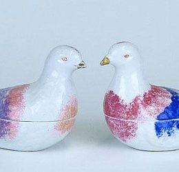 Two (2) 19th Century Russian M.S Kuznetsov Company Porcelain Dove Boxes. Signed M.S Kuznetsov Company Backstamp. Rubbing, Wear or else Good Condition or Better. Measures 4-7/8 Inches Tall and 7-3/4 Inches Long. Shipping $50.00