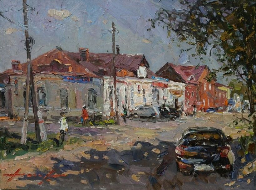 Noon in the old city of Buzuluk, oil, frosts.