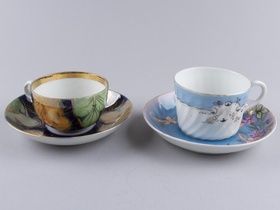 Кружки Имперской России Кузнецовского фарфора: 2 пары кофейных чашек.