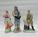 Porcelain Composition Red Army Pilot Soldier Three pieces Without chips and cracks