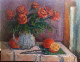 Still life with oranges, oil on canvas