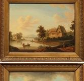 Ideal landscapes of the 1800s: a Dutch windmill house and a German coastline with a mountain.