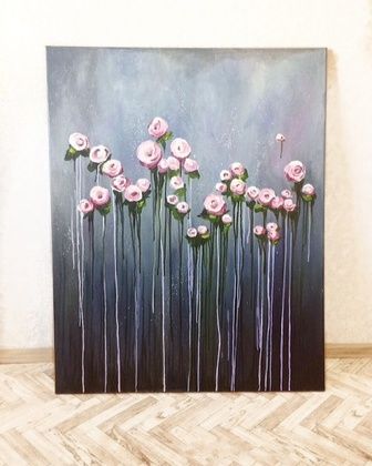 Creamy Flowers, acrylic on canvas