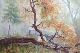 Autumn Park, Oil on canvas, cardboard