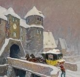 "Winter landscape in front of the gates of the snowy castle: a representative work of Viennese modernism"